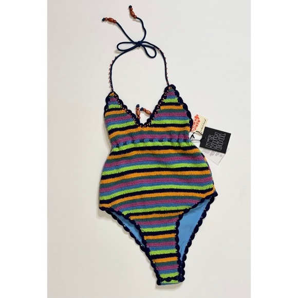 NWT!! FREE PEOPLE It's Now Cool the Crochet Tie One Piece Swimsuit Medium Large - Picture 3 of 16